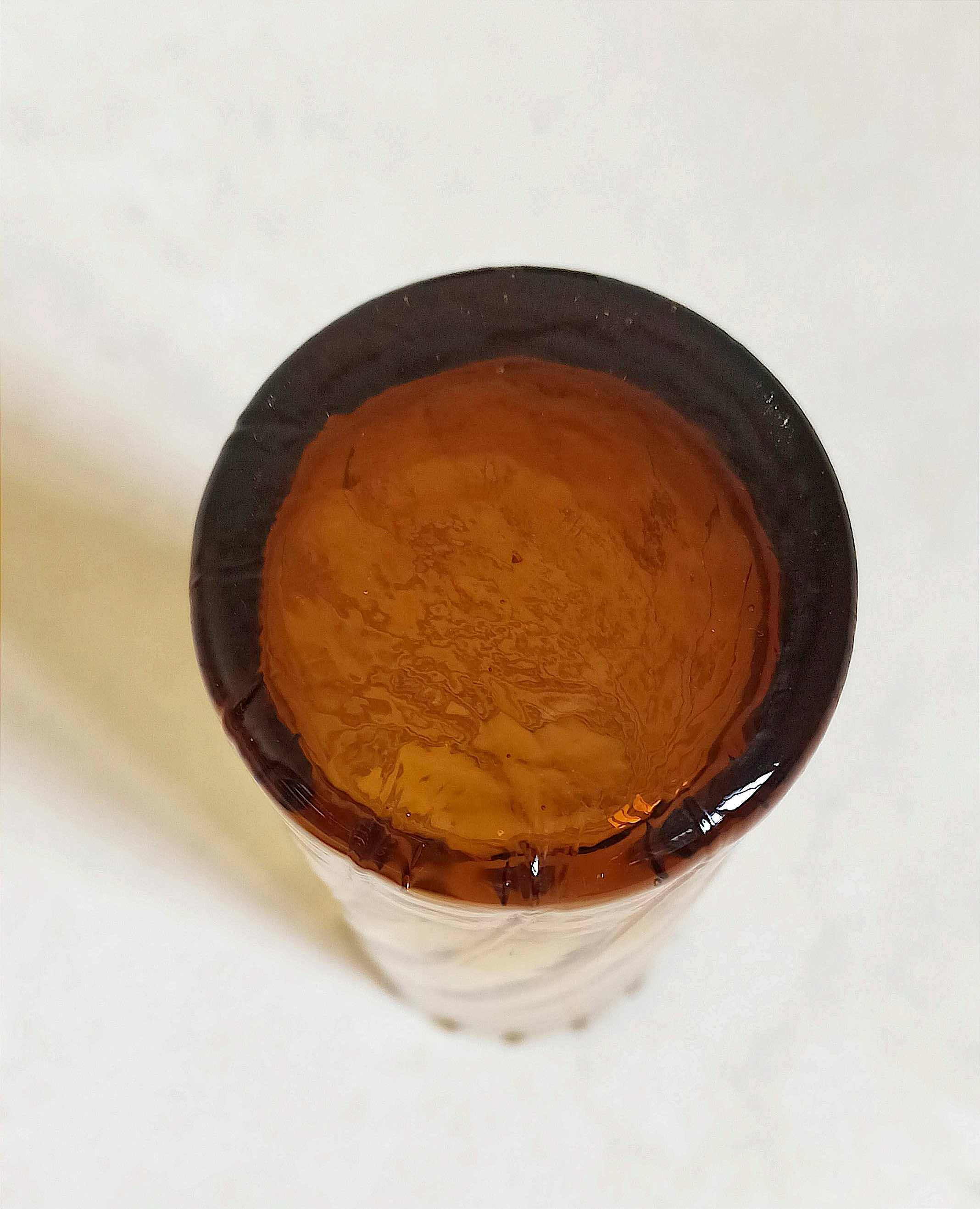 Set of 6 vintage amber glasses Height 17 cm