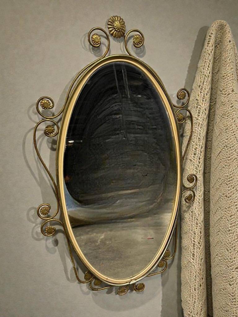 Vintage gold oval wall mirror