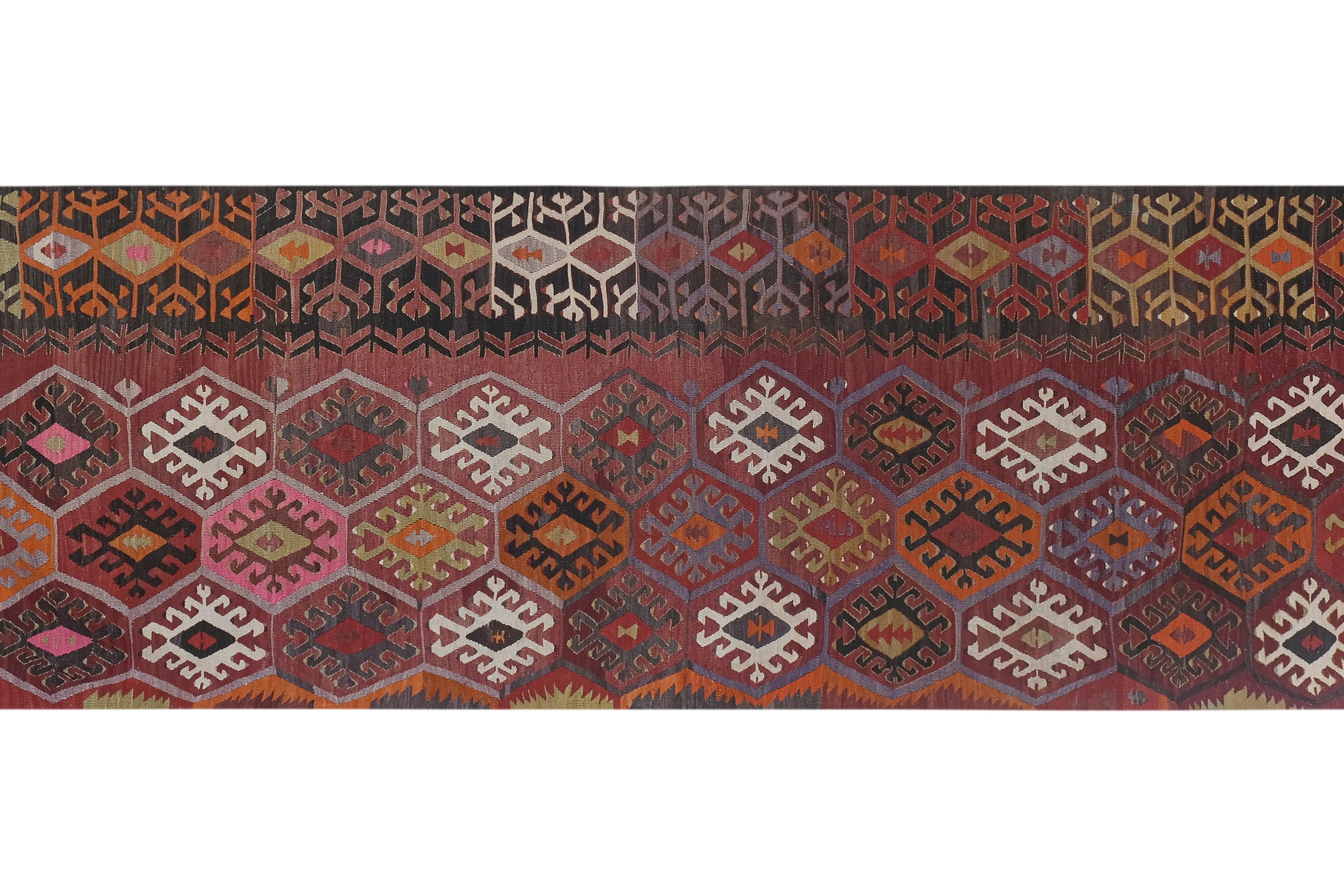 Vintage Turkish rug from Oushak, hand-woven 115x375 cm