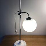 Workshop lamp, old office in chrome and opaline
