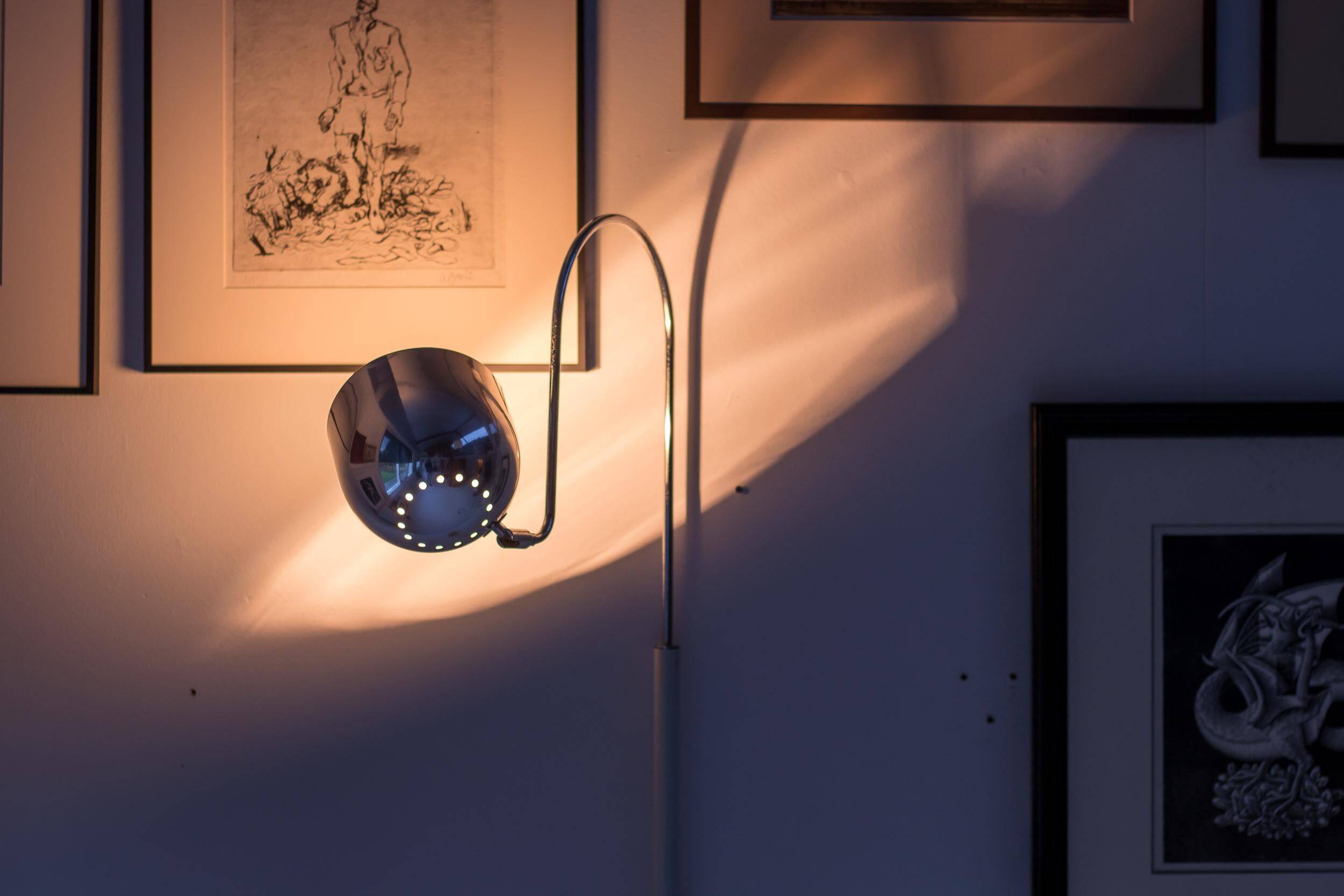 Stilnovo Wall Lights polished chrome lampshade Italian from the mid-20th century.