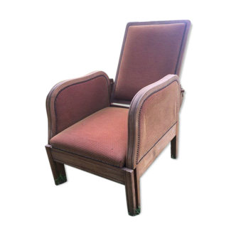 Art Deco reclining armchair, 1930s, rests folding feet