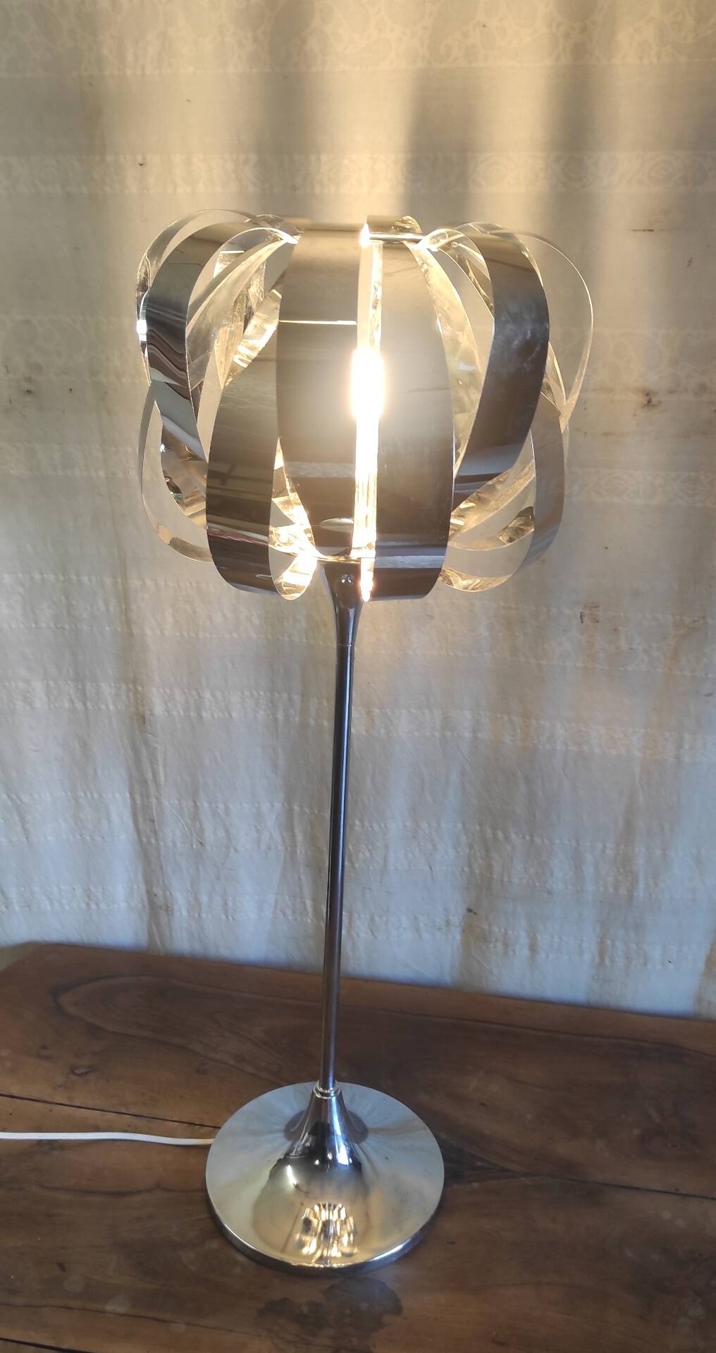 XL table lamp in chrome metal by Seylumiere - 70s/80s