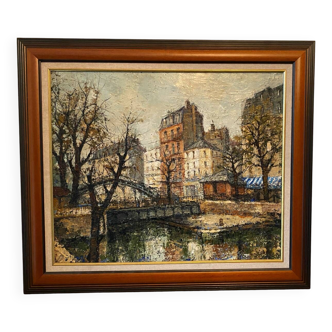 Canal Saint Martin in Paris signed Guerber