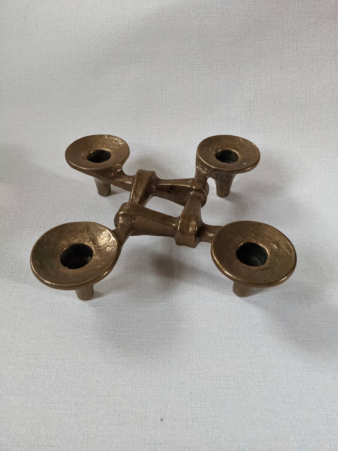 Contemporary Scandinavian Brutalist Design Bronze Candlestick