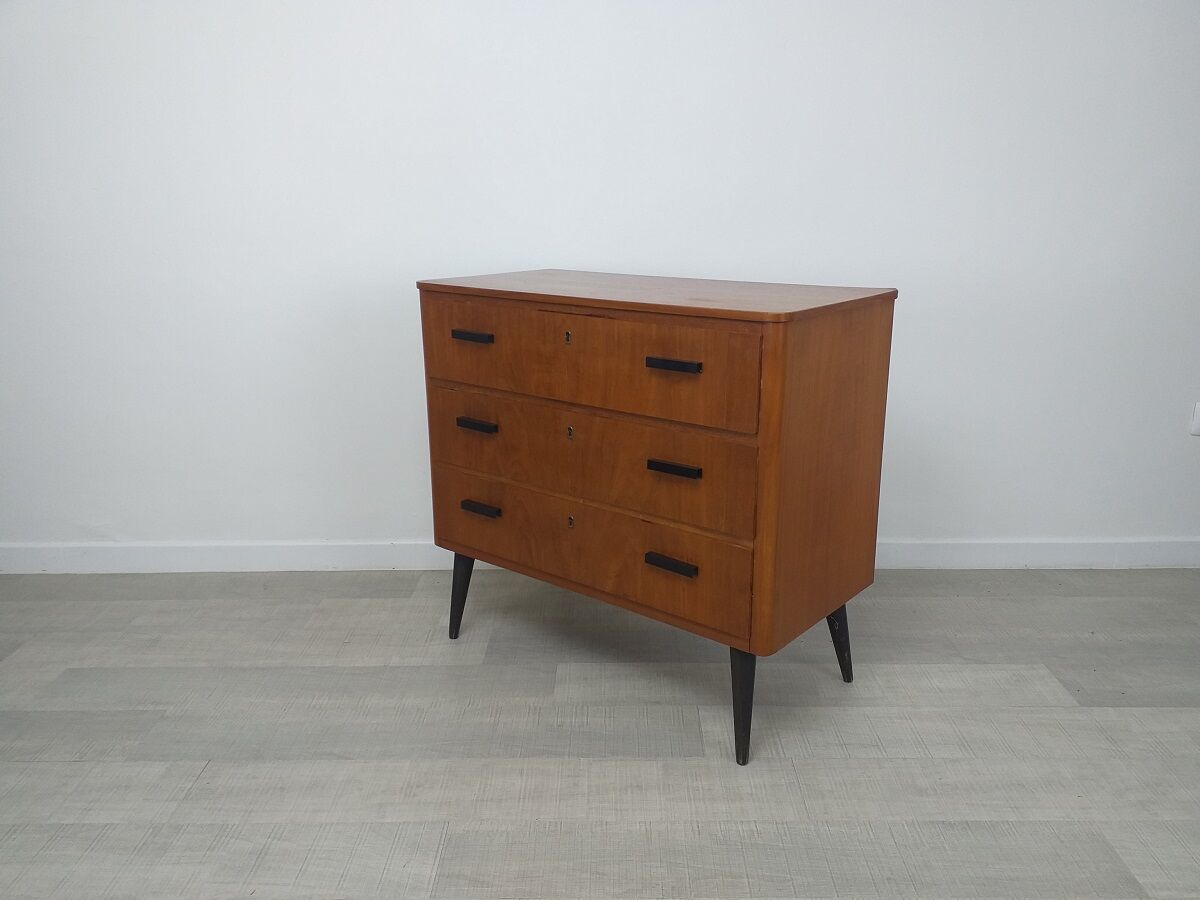Commode scandinave années 60 teck vintage pieds compas