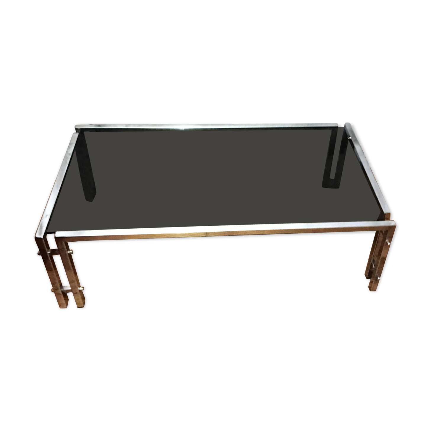Table basse vintage 1970 chrome