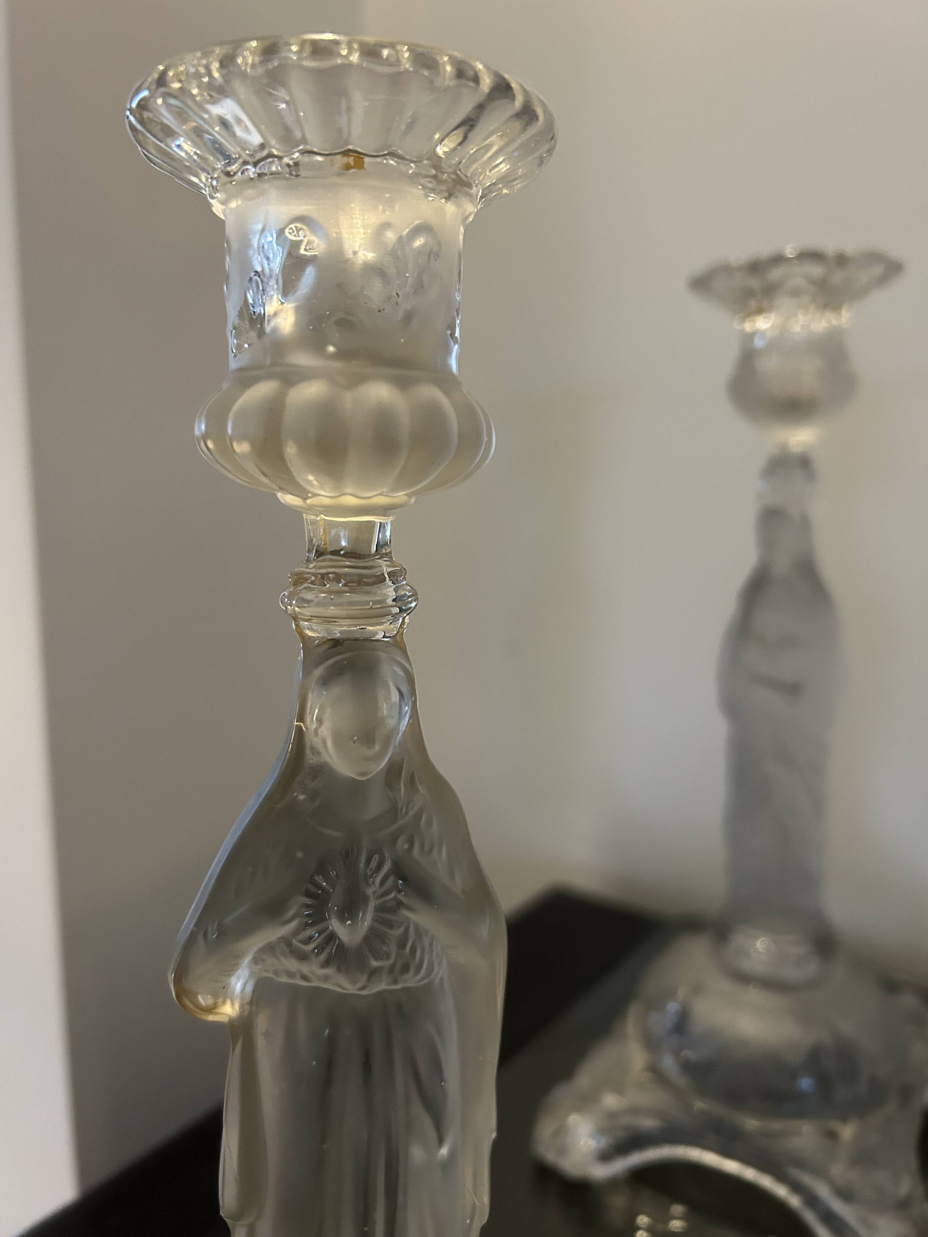 3 clear glass candle holders