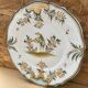 Ancienne Assiette MOUSTIERS Céramique Décor Vert & Orange Vintage #B195