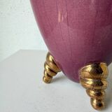 Pink and gold ceramic tripod table lamp