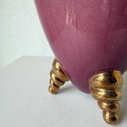 Lampe de table céramique rose et or tripode
