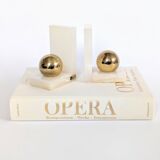 Onyx and Brass Bookends | Modernist Orbs | Art Deco Germany