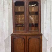 19th century English mahogany two-part bookcase