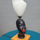 Ceramic lamp bust african woman vintage 1950