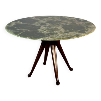 Round dining table in onyx and solid walnut by Osvaldo Borsani, 1950s.