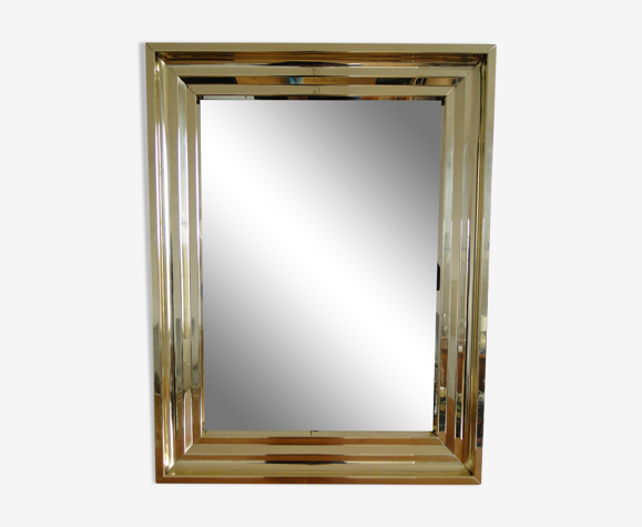 Miroir vintage en laiton de 1940 France Mid century