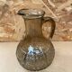 Antique Pitcher Carafe Molded Glass Smoked Grey Flower Decor Relief Vintage