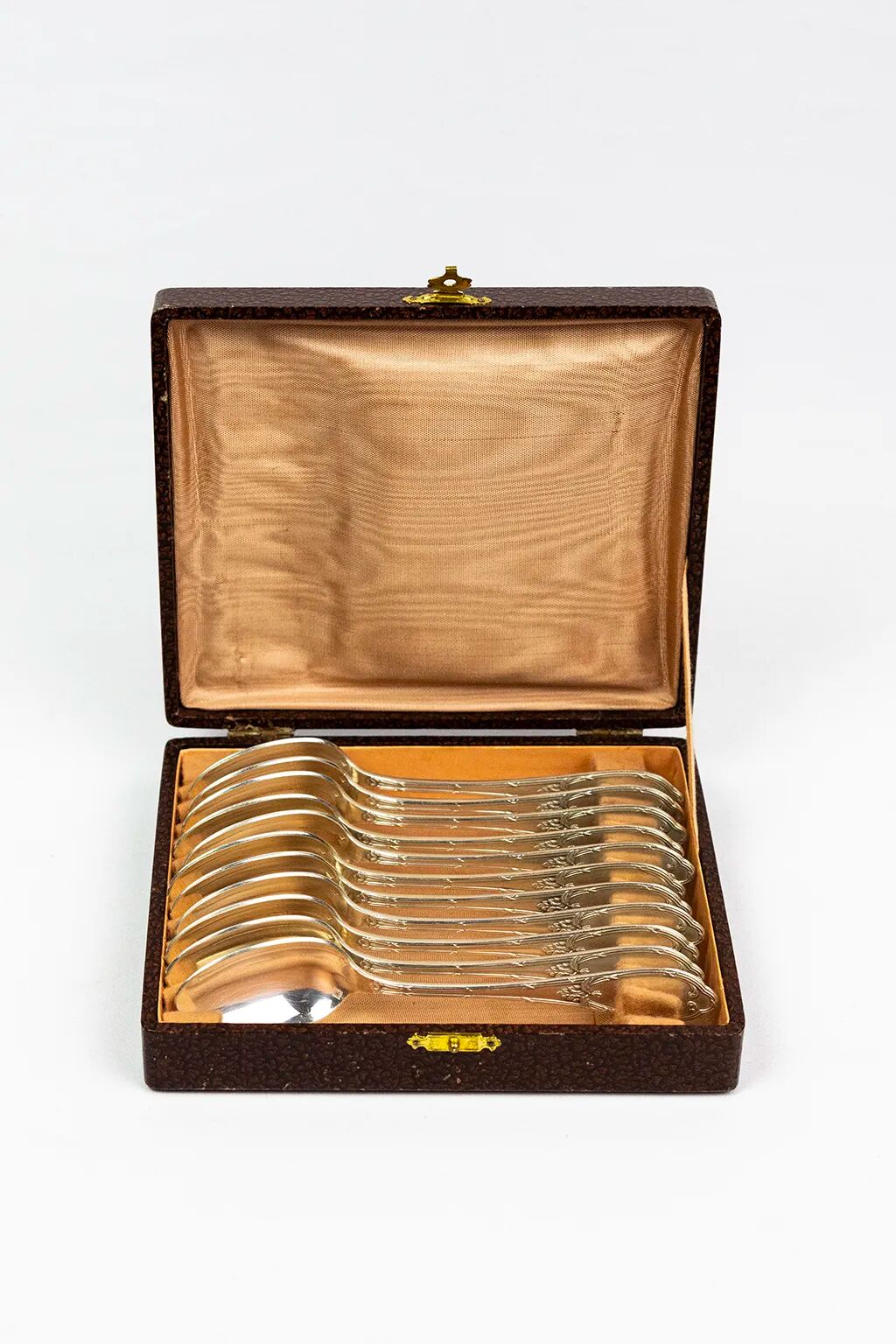 Box of 11 small spoons in Marly style CL in silver-plated metal – late 19th century