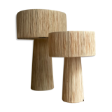 Raffia minimalist bedside laying lamp
