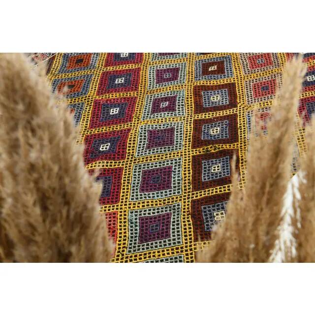 1970s Vintage Turkish Hand-Knotted Wool Cotton Yellow Area Rug 175x234
