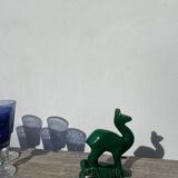 Art Deco figurine of a green ceramic doe