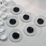 Guzzini Coffee Set 6 Porcelain Espresso Cups and 6 Plexiglas Saucers