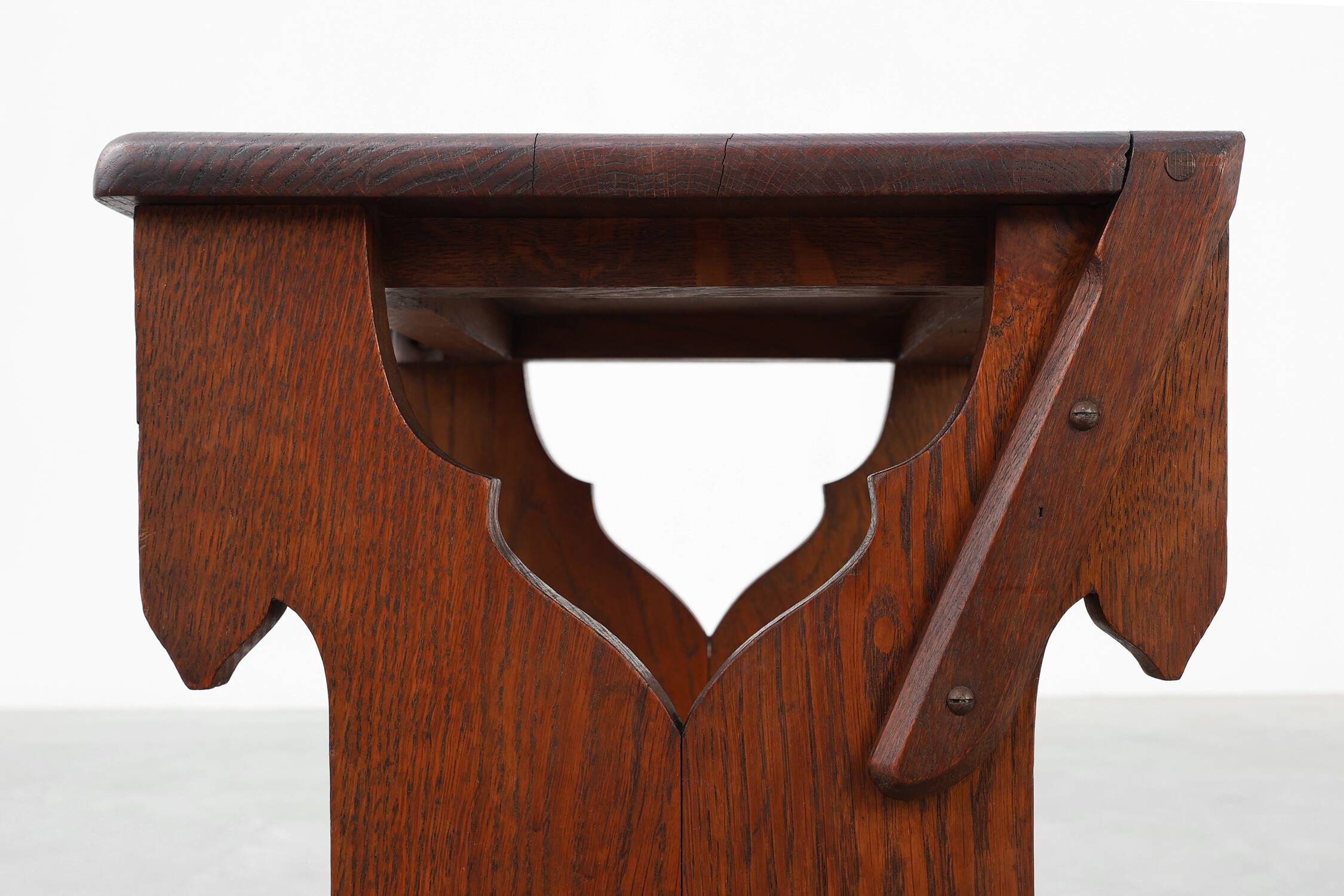 Belgian Arts & Crafts or Jugendstil Oak Stool, circa 1890
