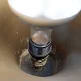 Art Deco metal and brass floor lamp