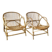 Rattan shell armchair