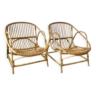 Rattan shell armchair