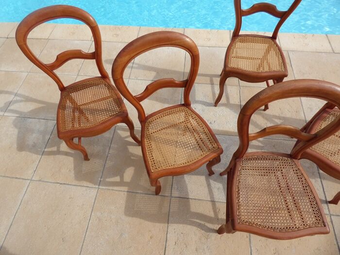 6 louis Philippe style chairs in solid wood merisier