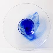 Vintage Bormioli Rocco Art Glass Bowl: Cobalt Blue Swirl Centerpiece