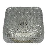 1960s 1970s Ceiling Lamp Flush Mount in Glass & Metal Space Age Design