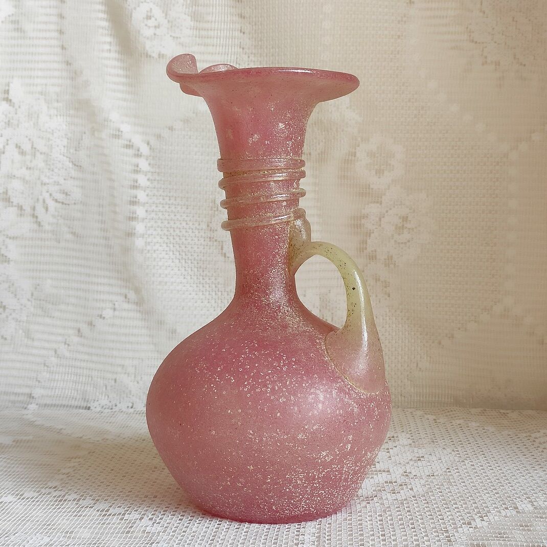 Pink glass paste vase