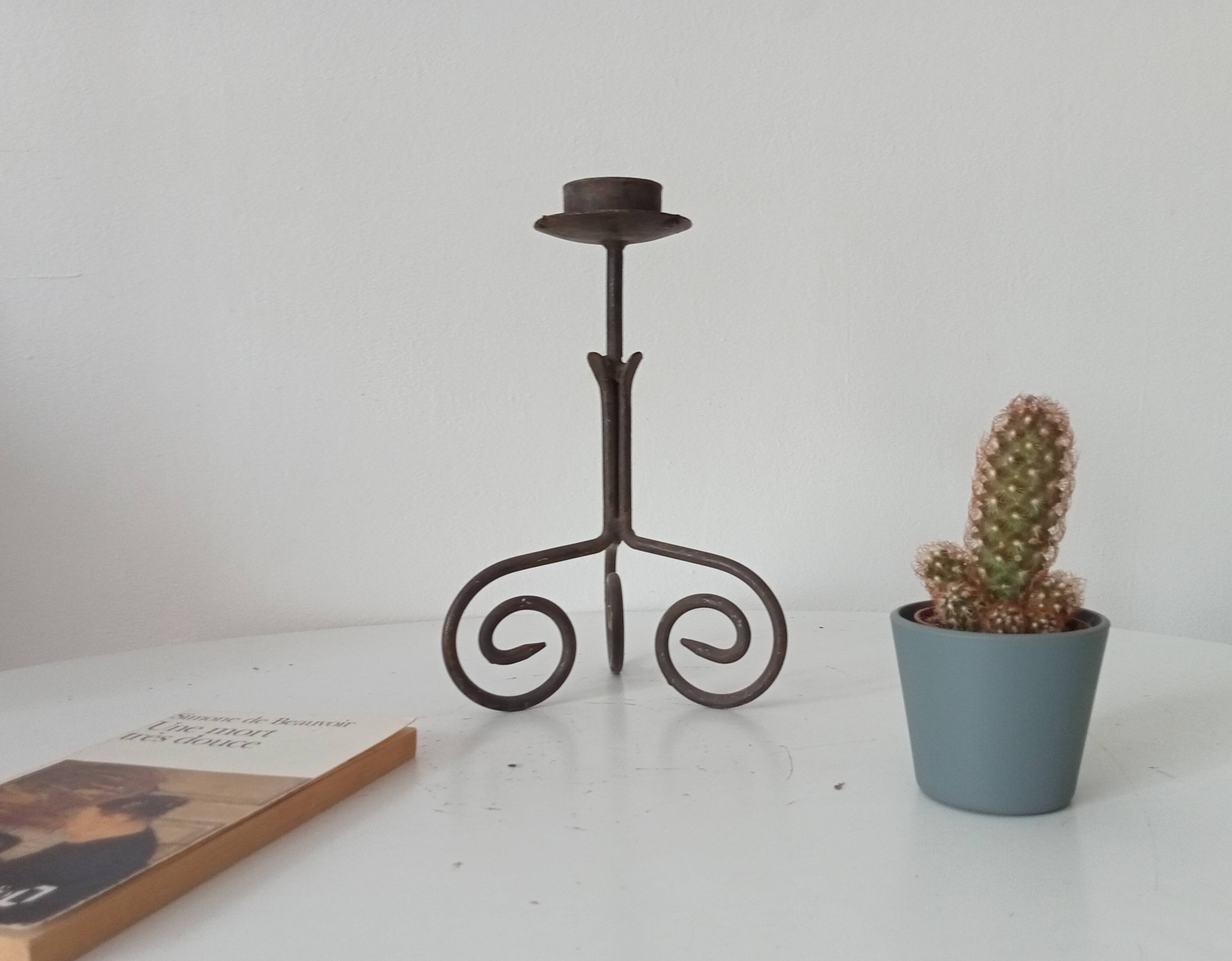 Antique wrought iron candlestick