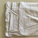 Large monogrammed old embroidered sheet of 235 cm x 330 cm material: linen and cotton