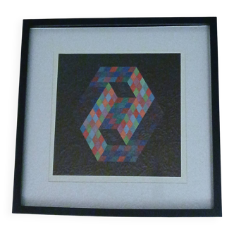 Tableau vintage Art Optique - Victor Vasarely
