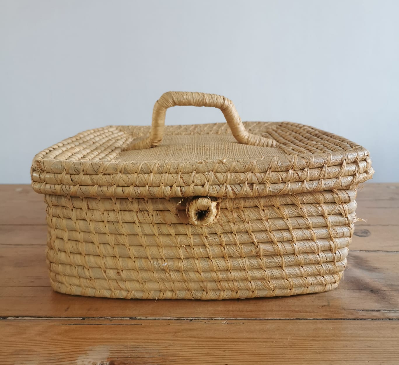 Vintage wicker suitcase
