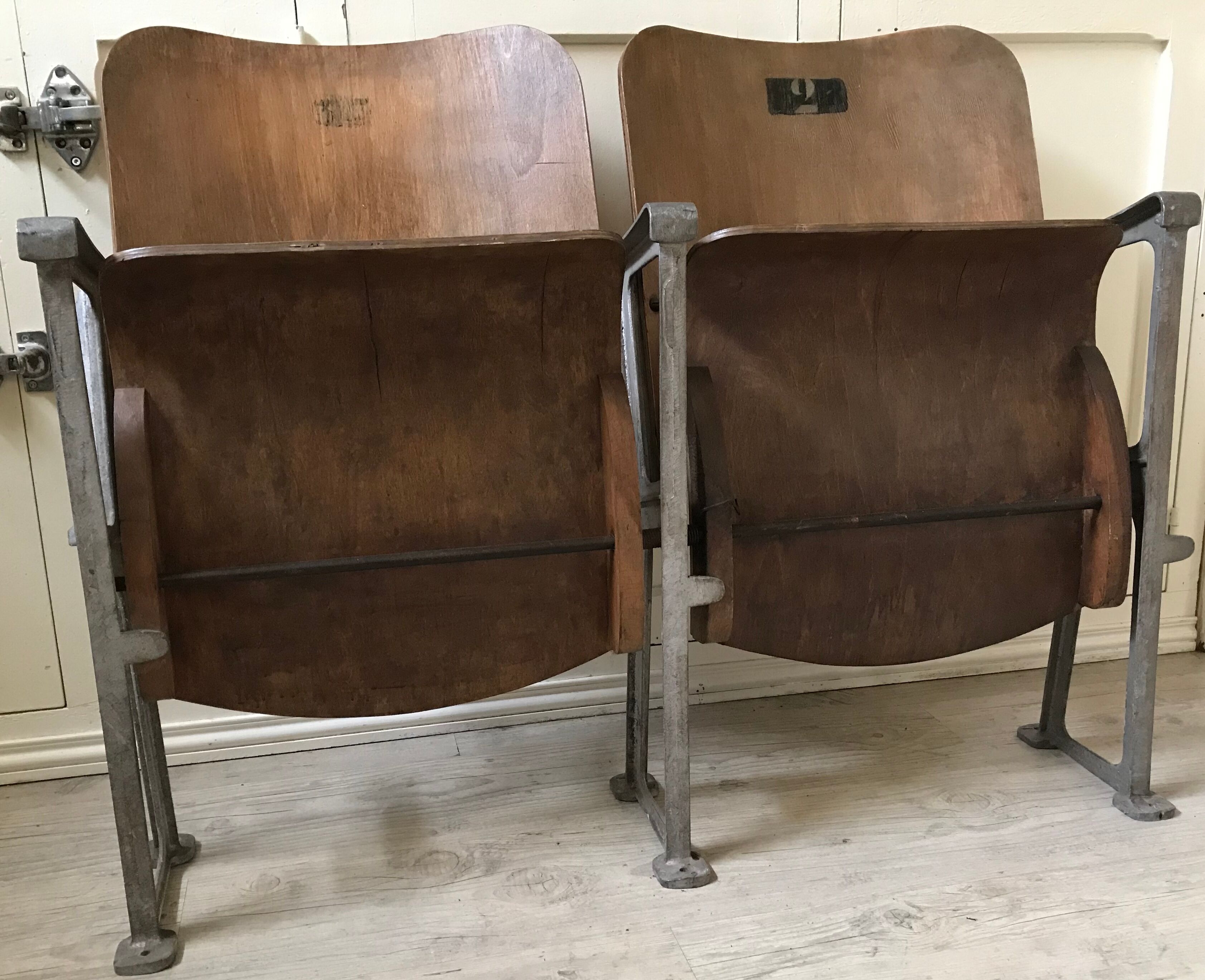 Bench seat of cinema theatre before war
