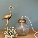 Vintage art deco glass globe portable lamp or table lamp