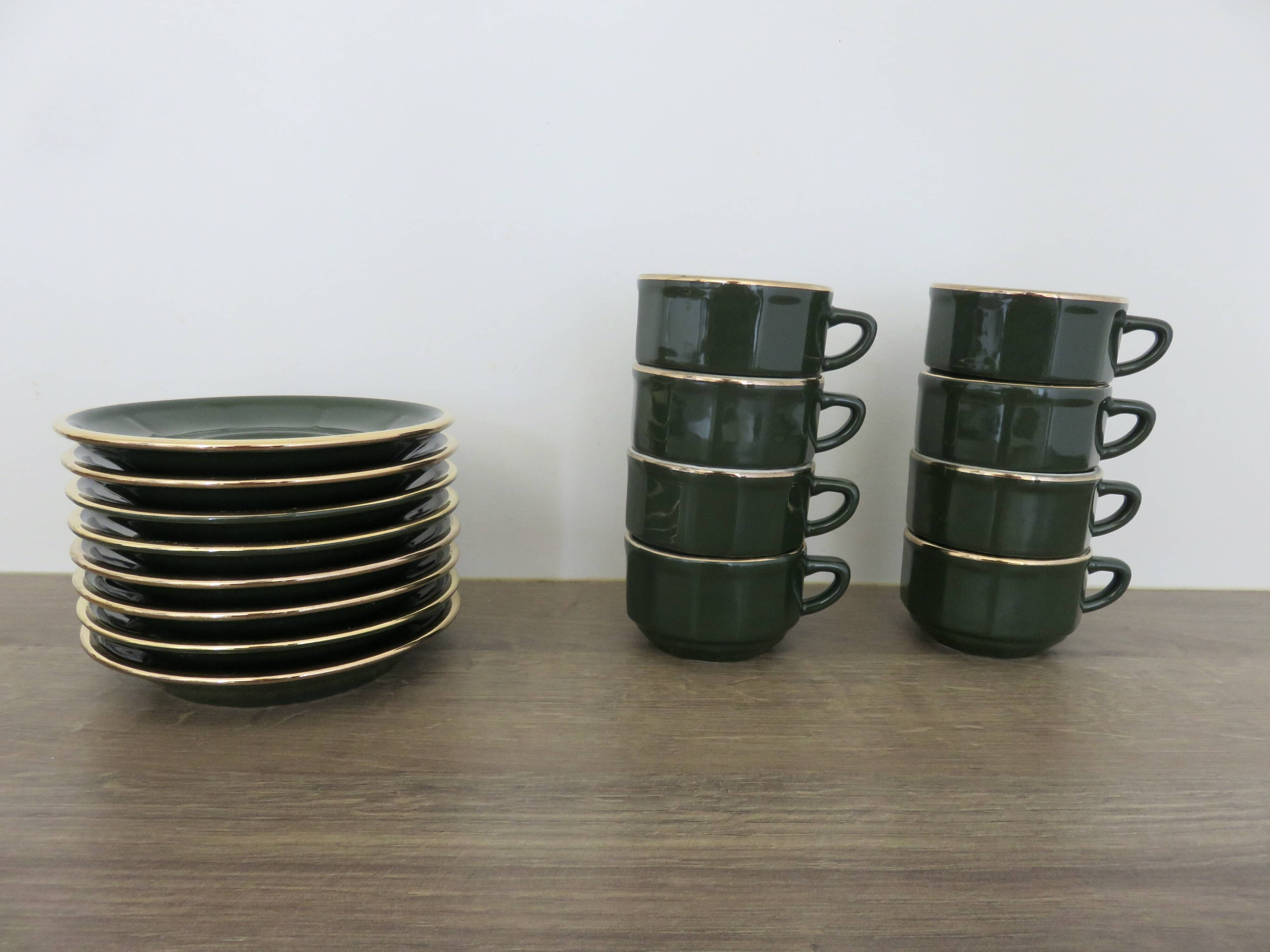 Apilco, set of 2 cups and saucers, Parisian bistros