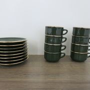 Apilco, set of 2 cups and saucers, Parisian bistros