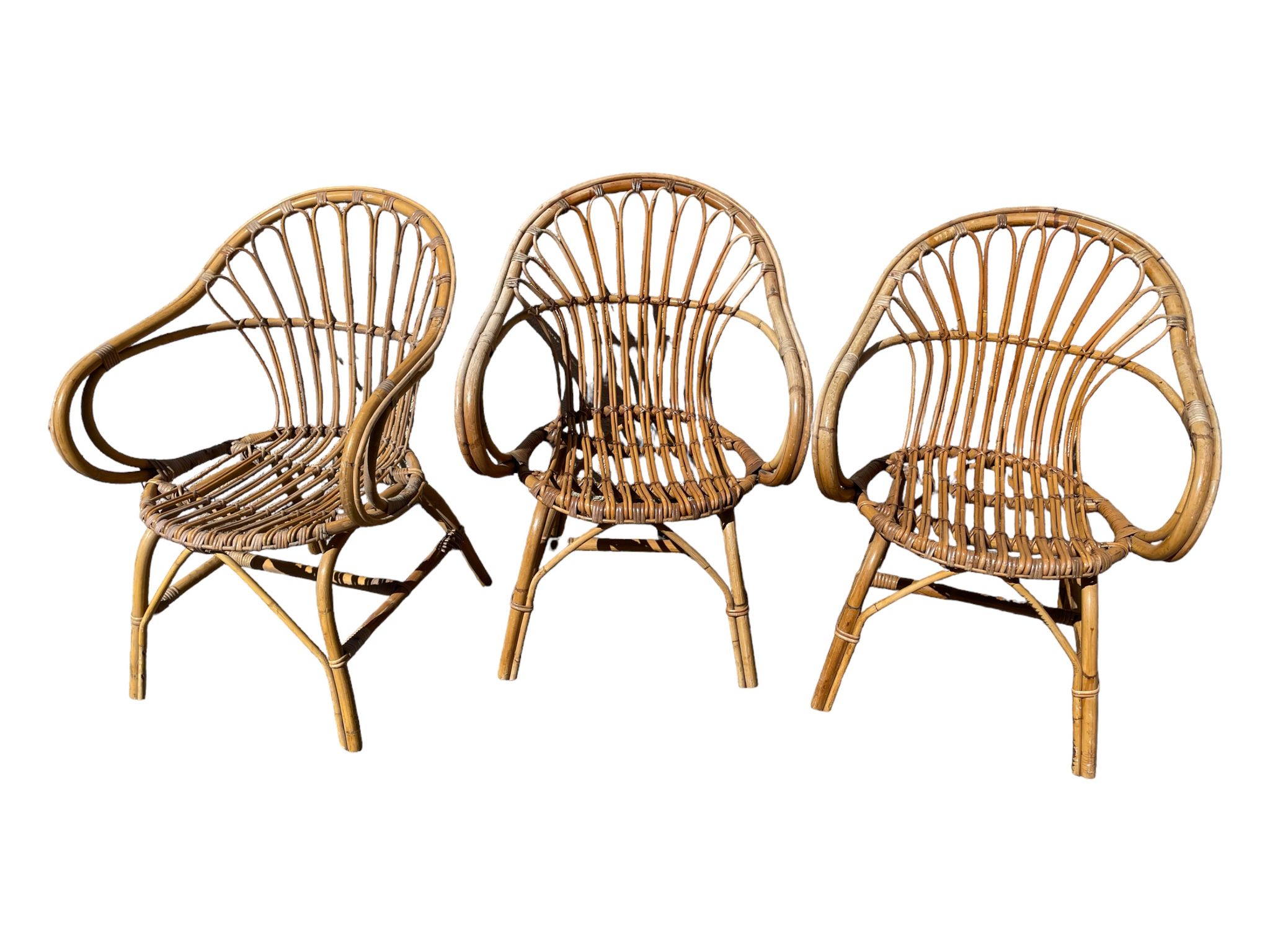 3 rattan armchairs from the 60'S