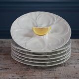 Six 1970's pillivuyt white oyster plates