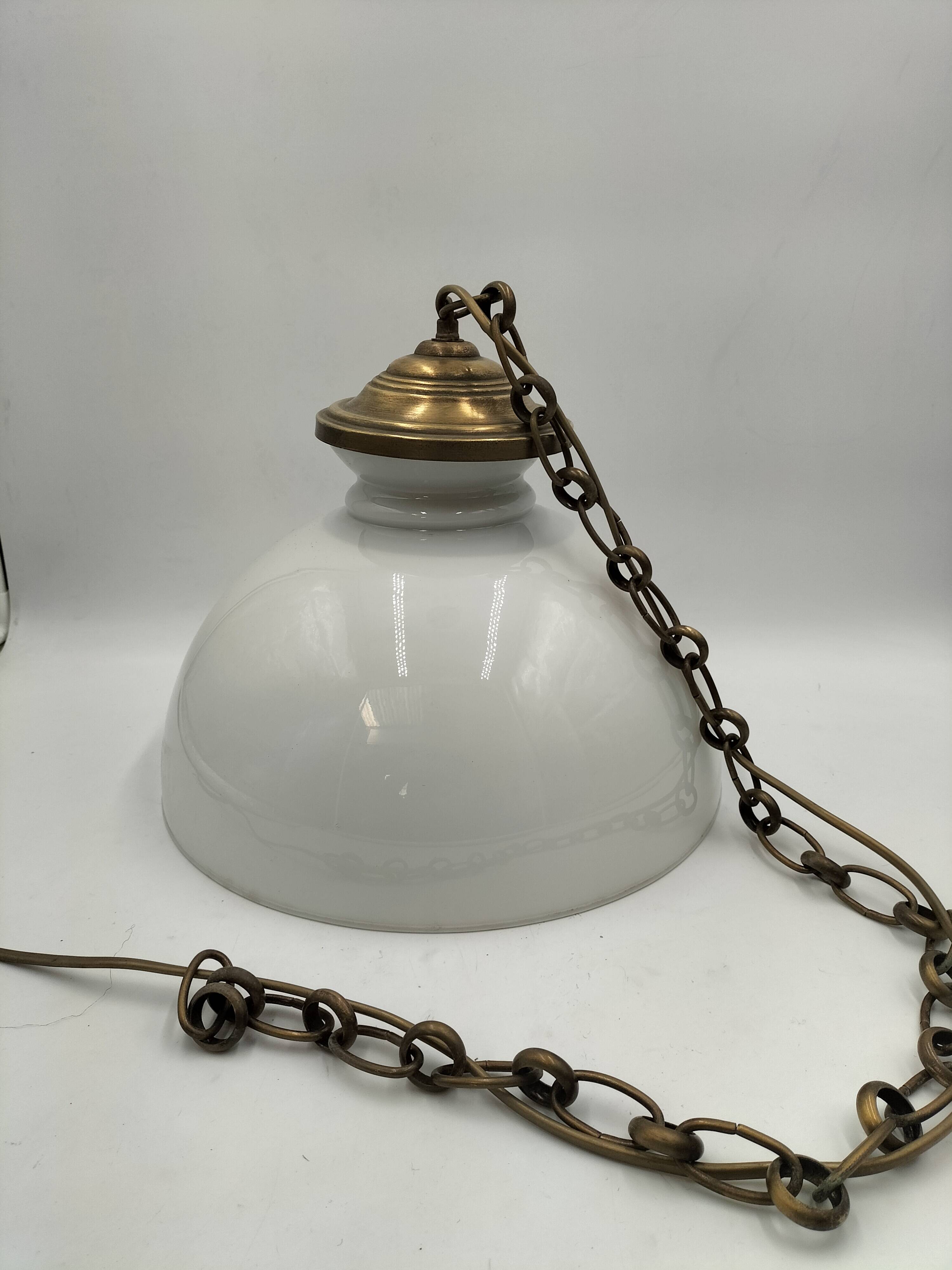 Large opaline pendant light