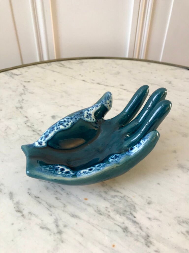 Empty pocket ceramic ring fat lava signed vallauris 70s