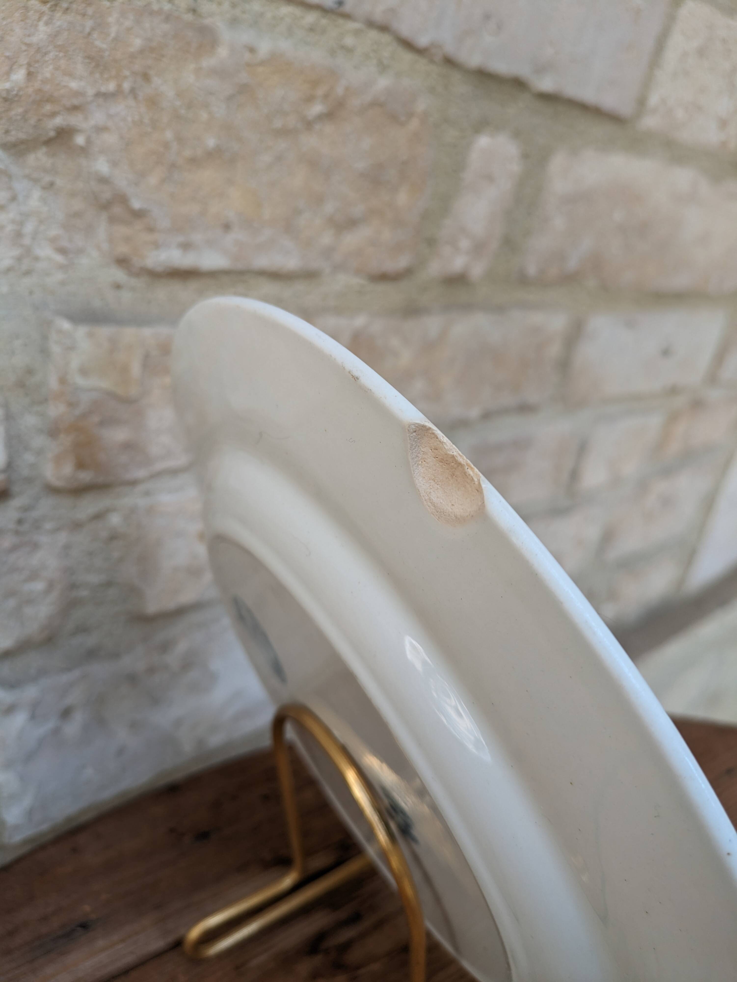 Old plate E. Bourgeois Earthenware Porcelain Crystals