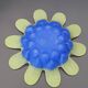 Vintage glass pressed blue & lime green bowl / flower holder