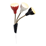 Adjustable wall lamp with three decorated shades in different colours