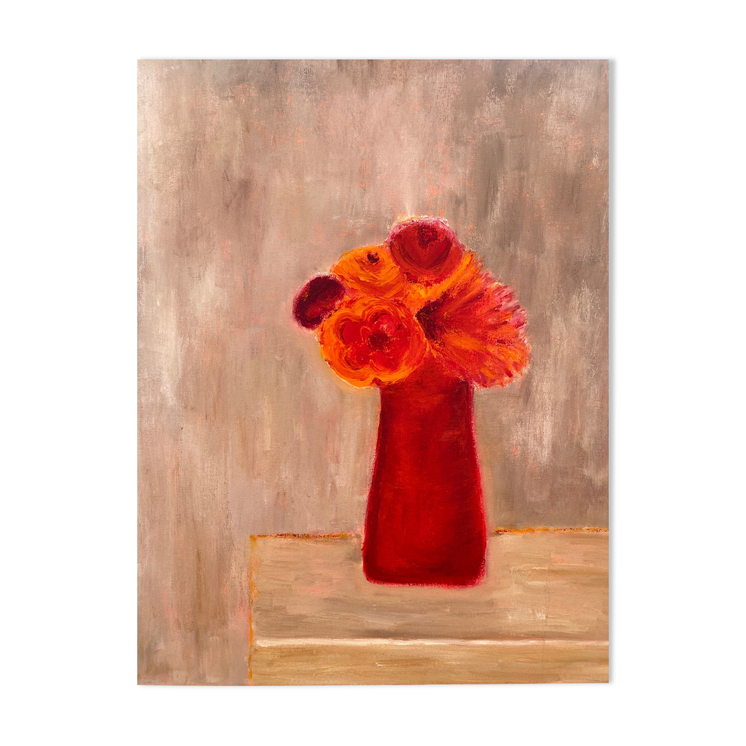 Huile sur toile bouquet orange